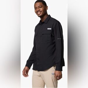 Columbia PFG  Men's Black Long Sleeve Button-Up Sport Recreational Shirt Size M